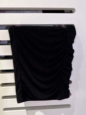 Naked Wardrobe Black Ruched Ribbed Mini Skirt
